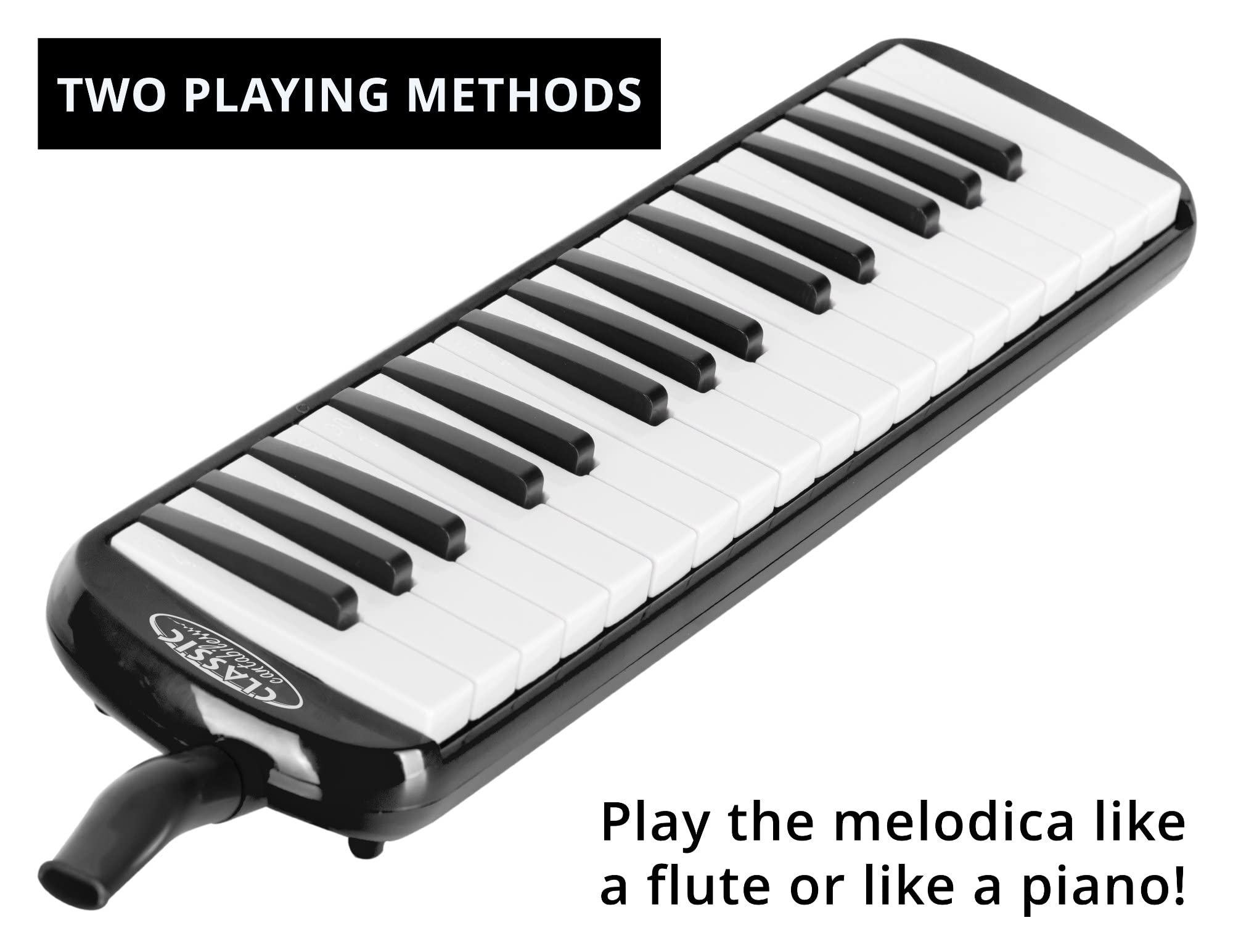 Classic Cantabile FML-32 BK Melodica - 32 tasti (f-c³), libretto con 5 canzoni per bambini, adesivi, custodia, bocchino e tubo soffianti - colore nero.