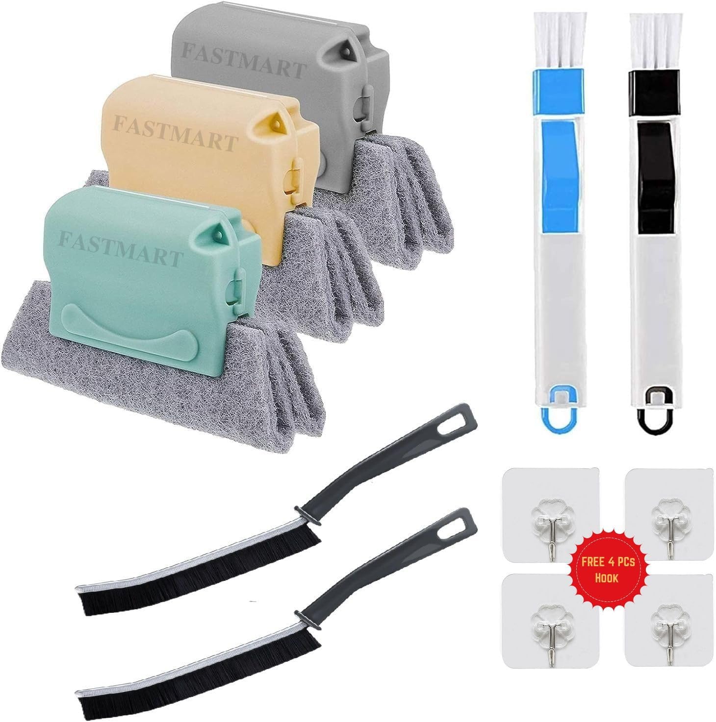 7 PCS Sliding Window Groove Cleaning Brush, Window Slot Door Track Gap Dust Cleaning Brush (7 Cleaning Combo), Multicolour, Plastic
