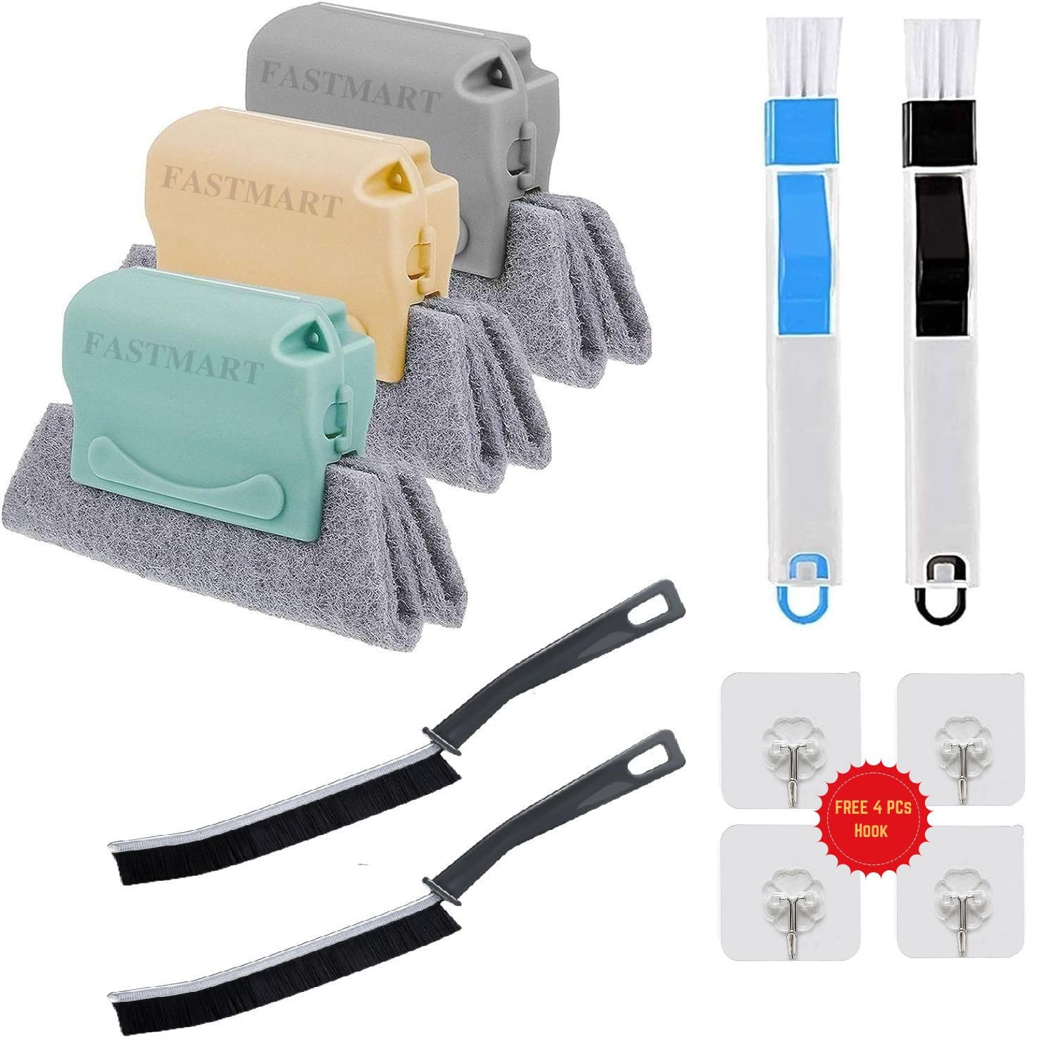 7 PCS Sliding Window Groove Cleaning Brush, Window Slot Door Track Gap Dust Cleaning Brush (7 Cleaning Combo), Multicolour, Plastic