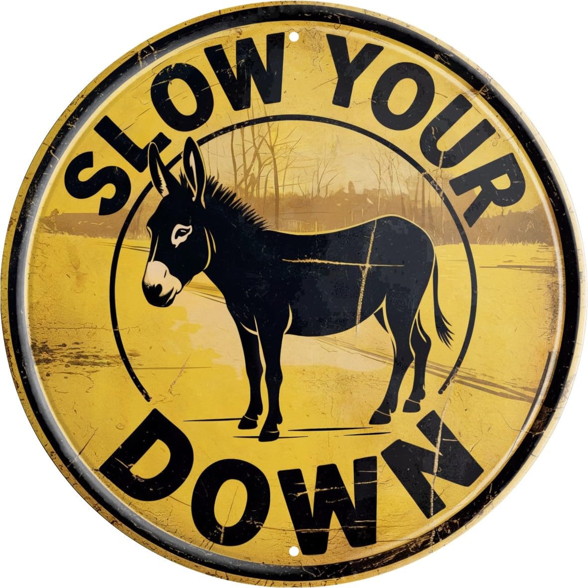 Vintage Style Cute Animal Art Sign 8x8 in Donkey Slow Your Down Decor for Bedroom Kitchen Restaurant Bar Metal Sign