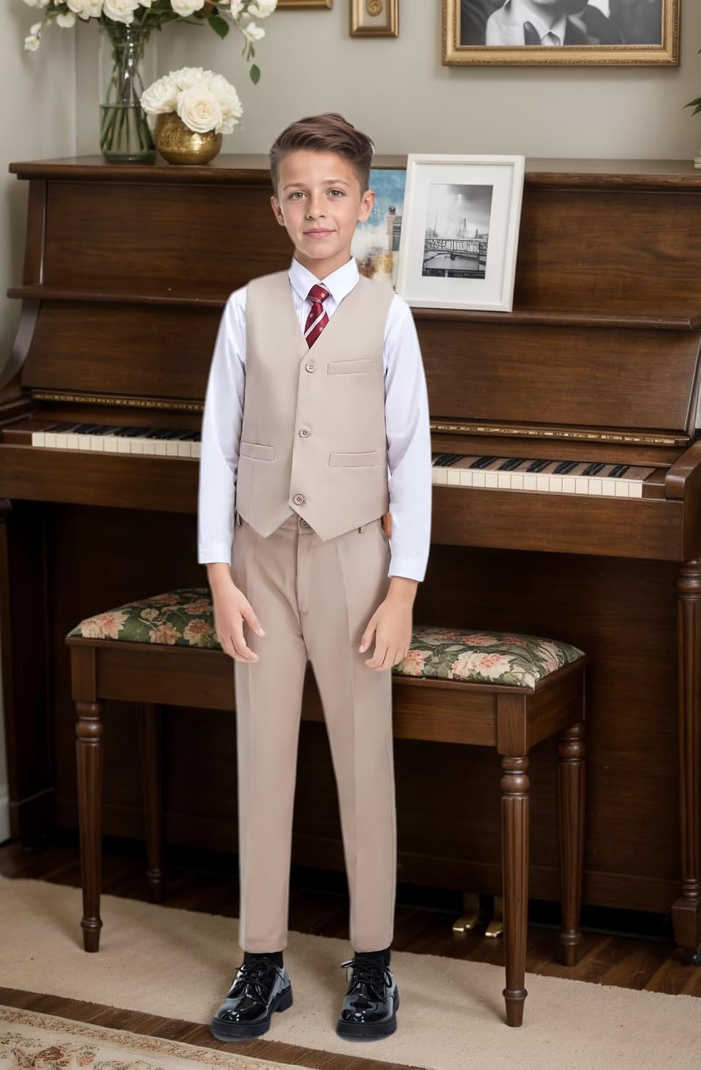 Boys Suits Formal Kids Suits for Boys Toddler Suit Wedding Outfit White Shirt+Vest+Pants Boys Slim Fit Suit 3 Piece Set