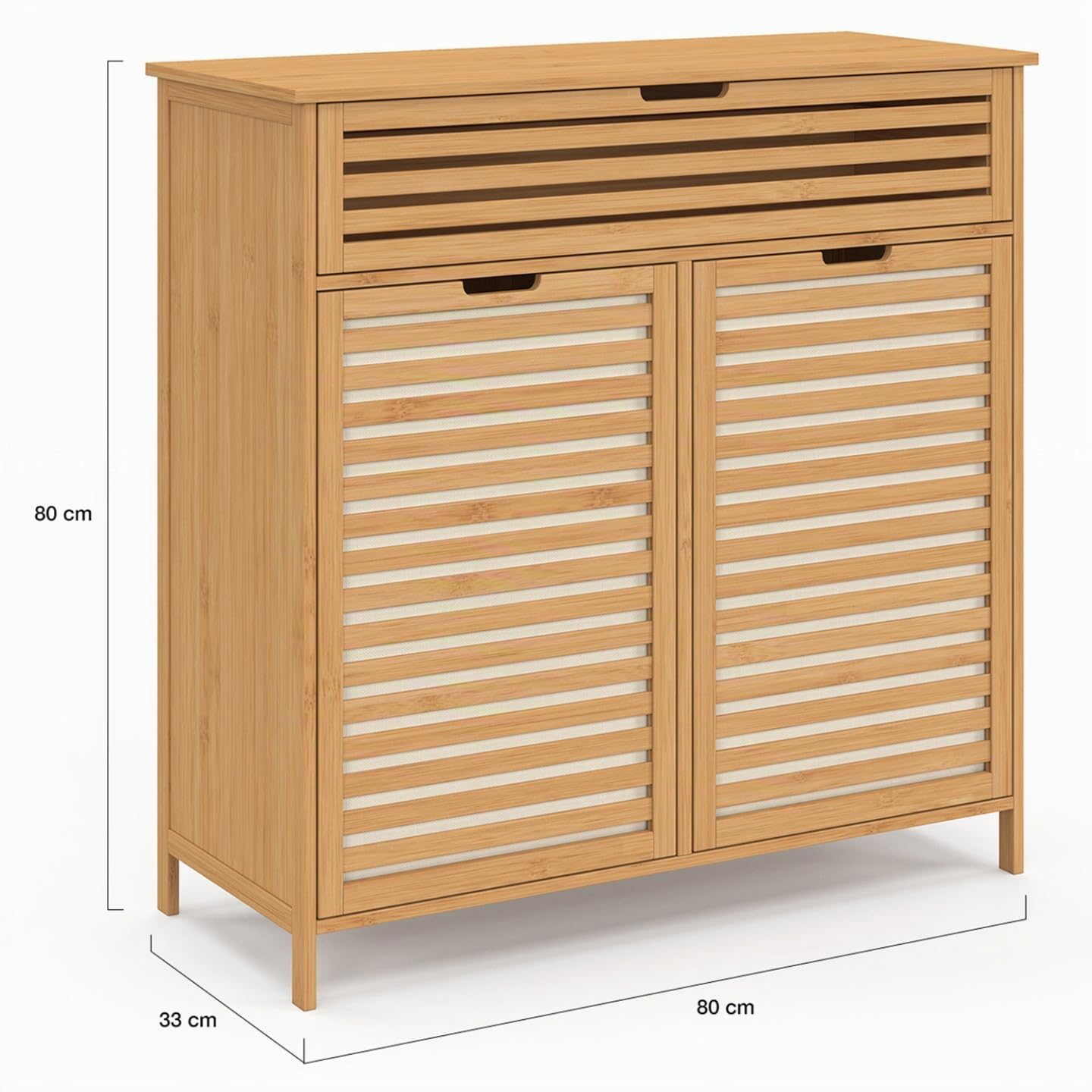 IDMarket BEA - Mueble de almacenamiento para cuarto de baño, 2 cestas de lavandería extraíbles, 1 cajón, tejido crudo