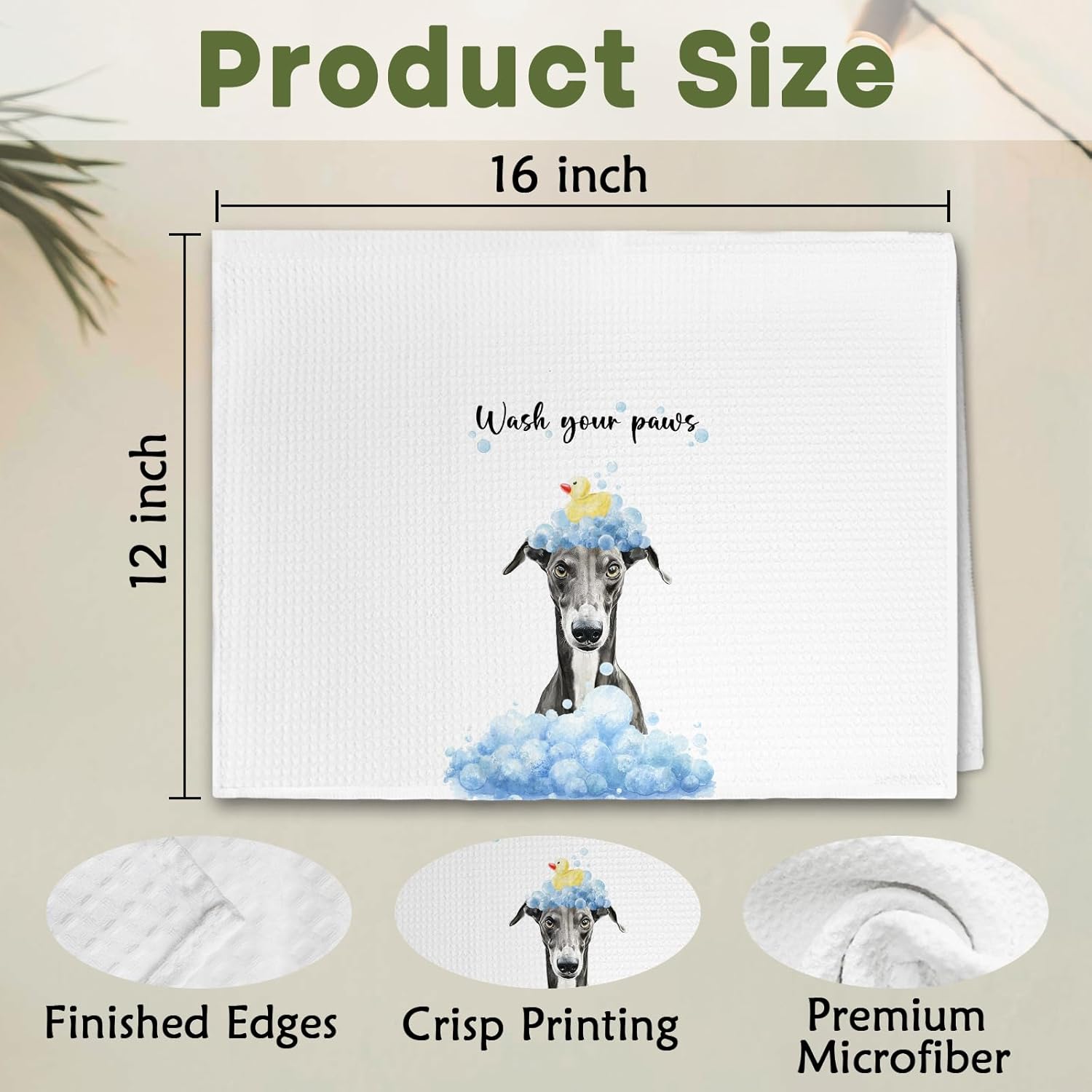 Funny Greyhound Dog Bathroom Hand Towels, Italian Greyhound Dogs Gifts for Women, Dog Decorative Hand Towels Accessories for Bathroom Decor, Wash Your Paws Kitchen Dish Towel, 16x24 in - Image 7