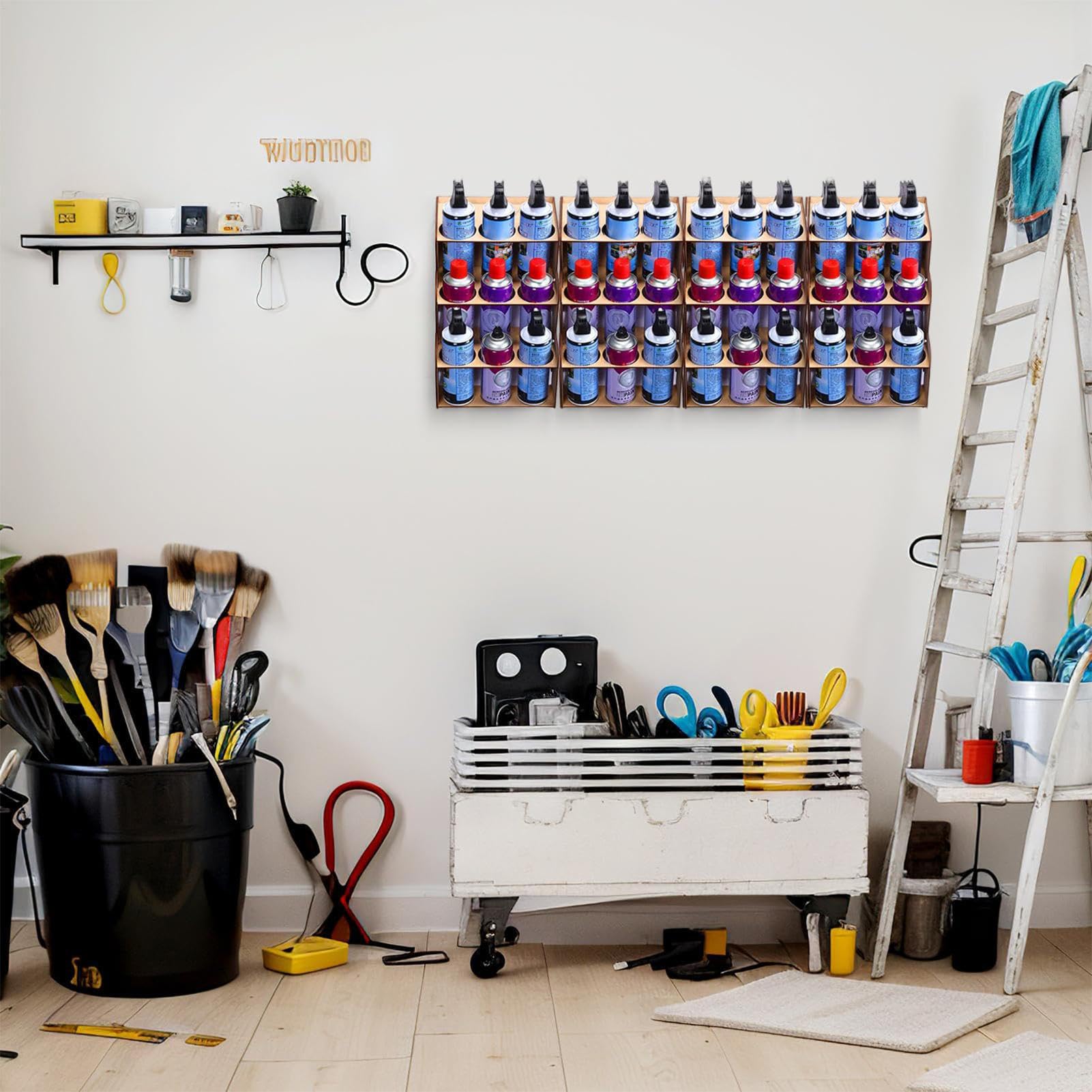 Support de bombe aérosol – Grande capacité de stockage de peinture en aérosol | 9 bombes aérosols pour ateliers, studios d'art, garages