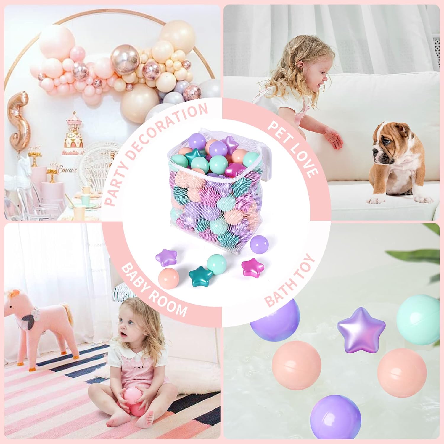 TRENDPLAY Star Balls for Ball Pits 200 Count Plastic Balls for Baby Ball Pit, for Boys Girls Toddlers Play Tent,2.2"