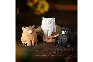 3Pcs Miniature Bear Statues, Rustic Room Decor