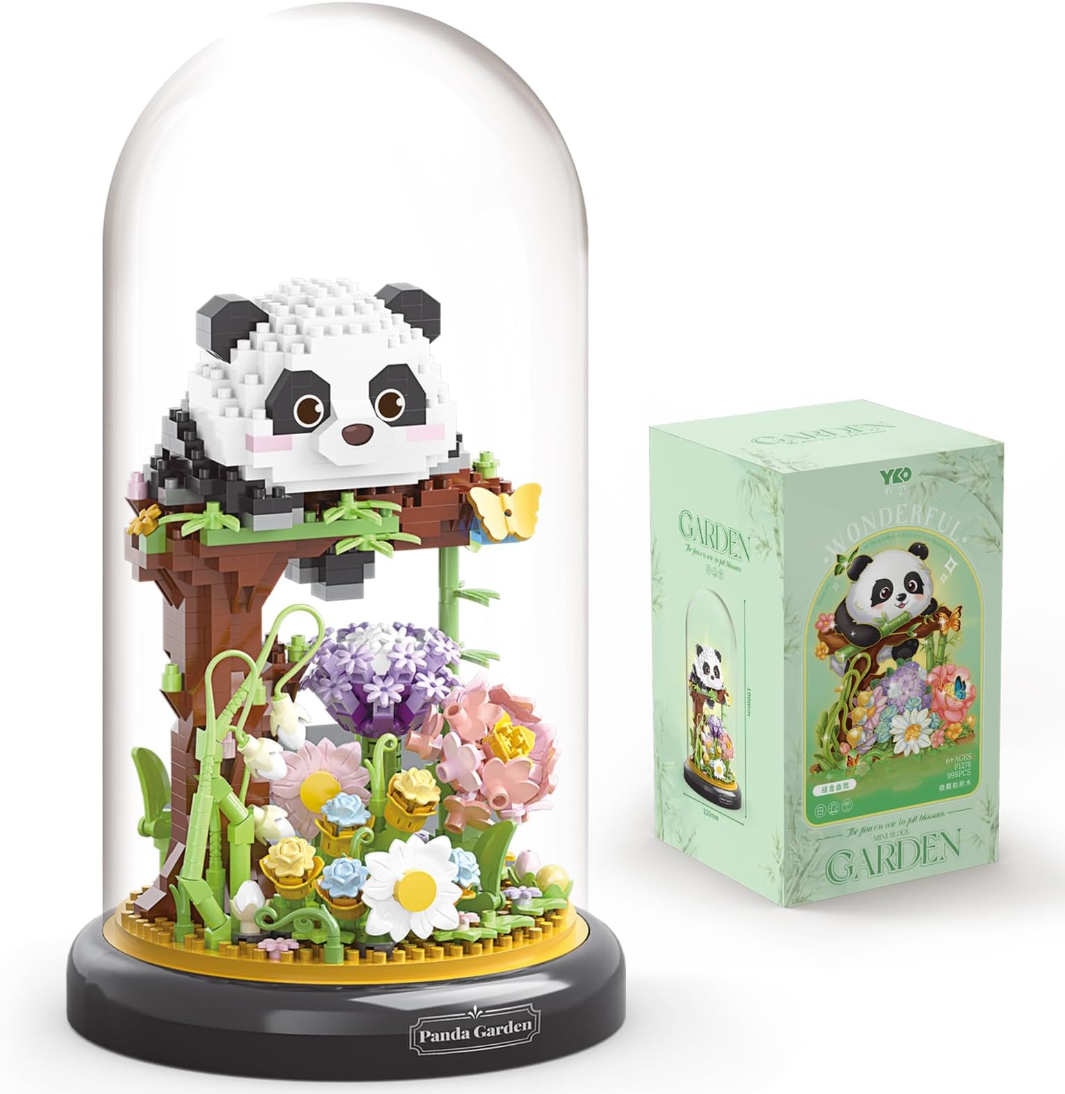 Panda Flower Building Set for Adult Plant Friend Set Bonsai Tree Party Favors for Kids Animal Building Blocks Valentines New Year Easter Birthday Gift for Boys Girls Age 6-12+(Panda Flowers)