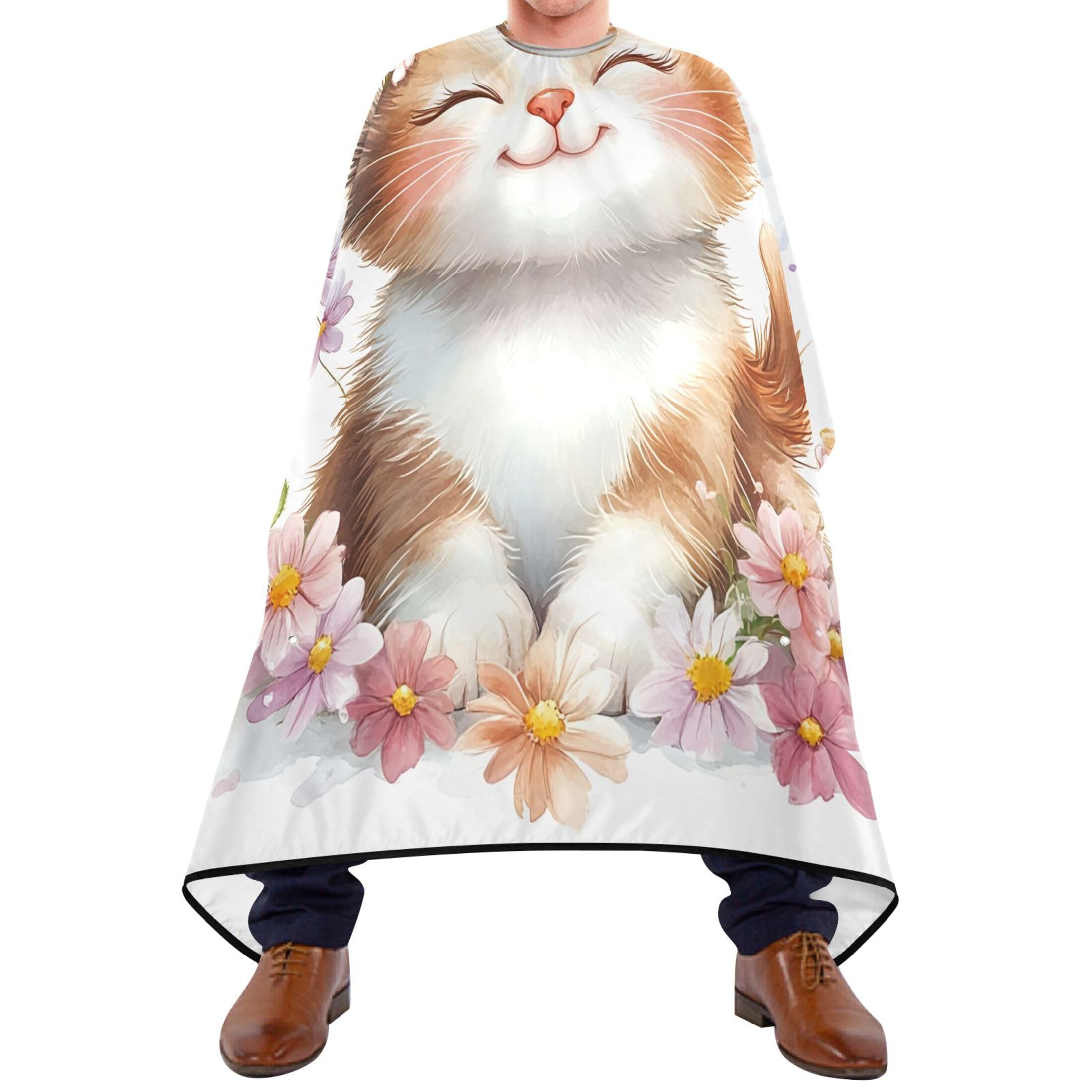 Takiito Cute Cat Barber Cape for Men, Waterproof Haircut Cape Hairdressing Cape Beard Apron Cape for Salon Home Use, 55x65 in