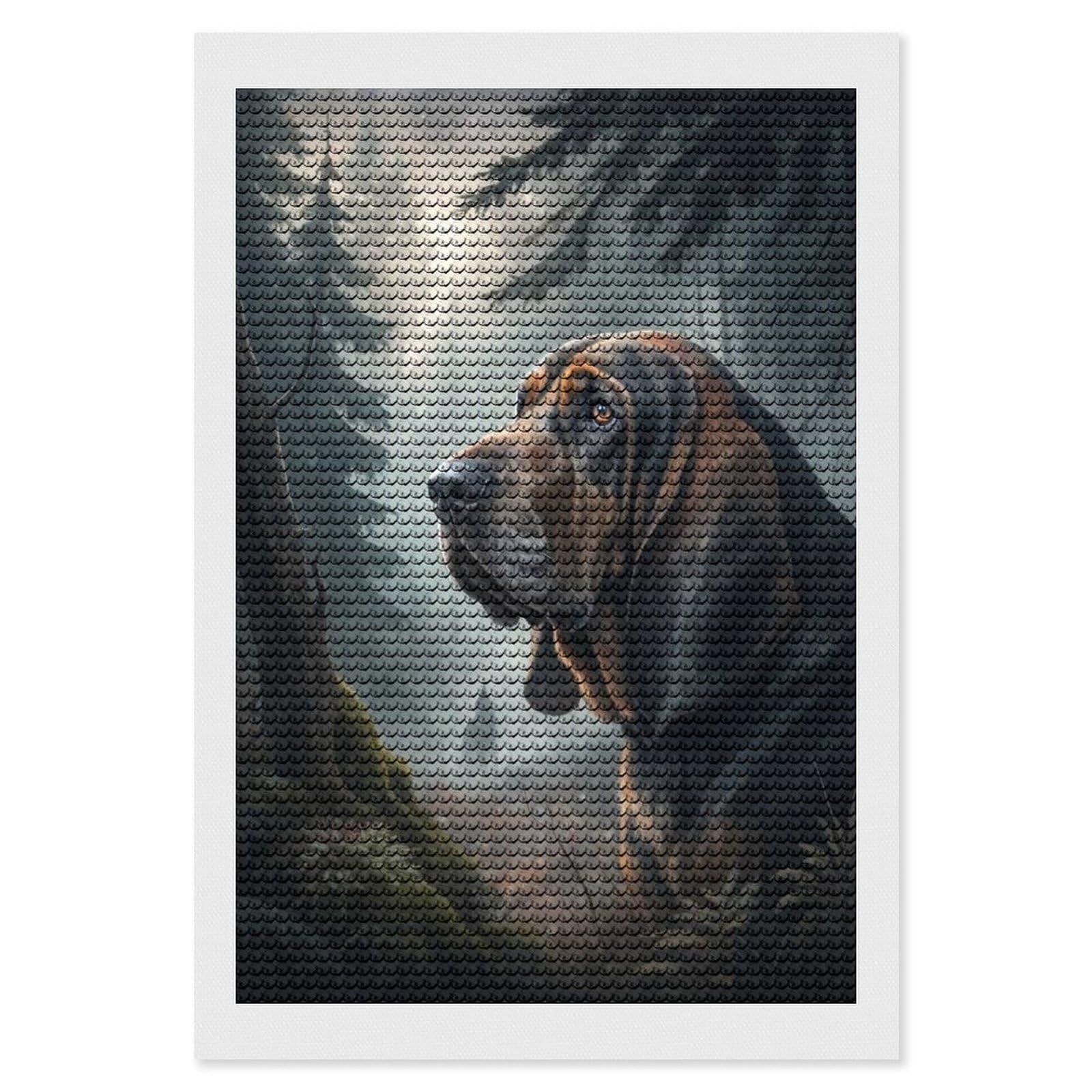 Junmoney Bloodhound in A Misty Forest Diamond Painting Canvas Kit 8"x12", Relaxing DIY, Modern Decor, Aesthetic Room Decor, Home Wall Art, Wall Art Gift