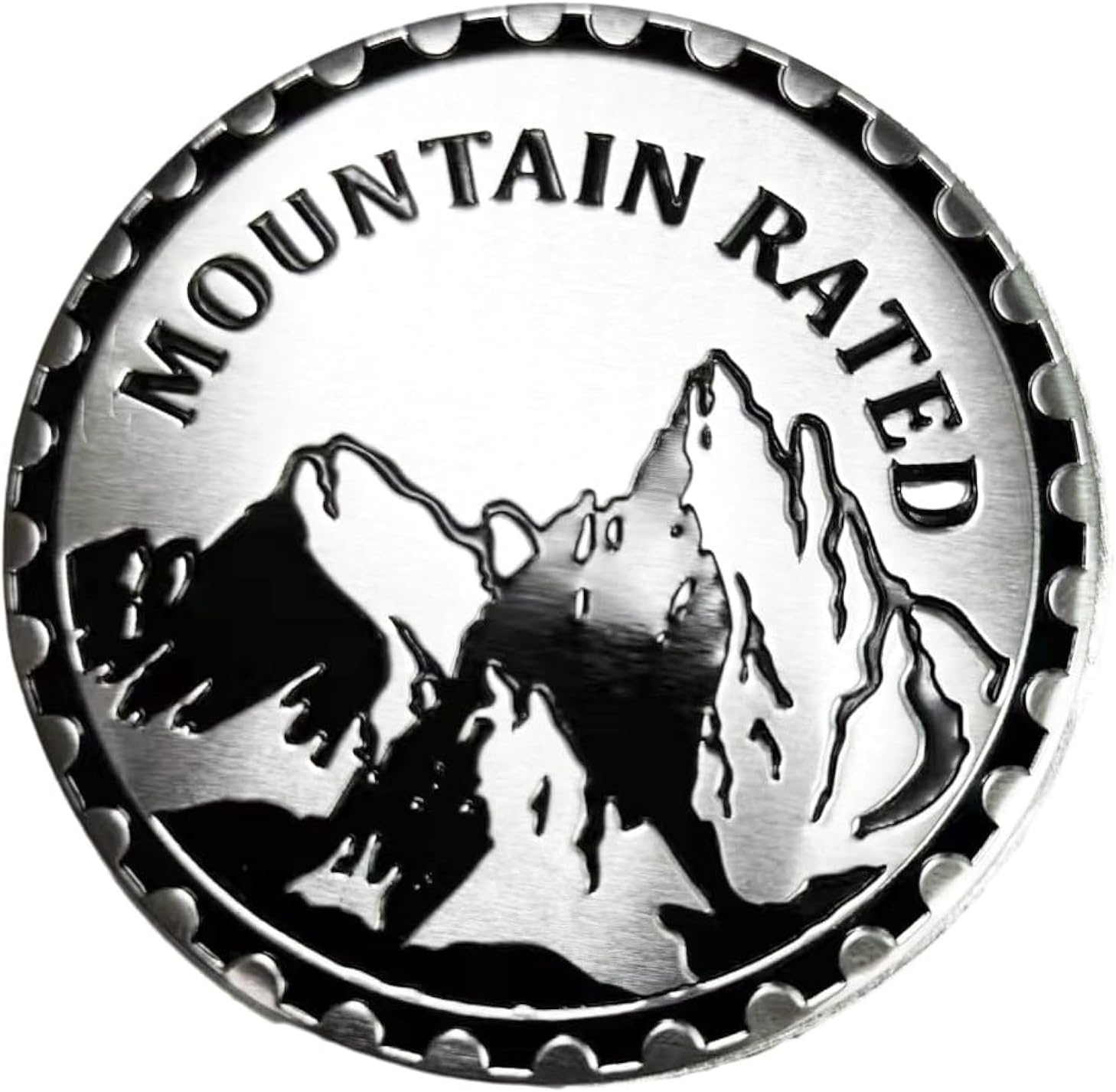 - 4 x 4 Metal Automotive Badge 3D Metal Emblems Round Emblem Decals Car Badge Decals Stickers Compatible with Jeep Wrangler Vehicles Trucks SUV… (Mountain-Rated)