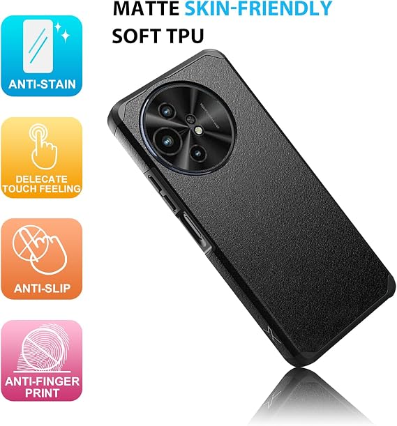 TJS for TCL 50 XL 5G Case, with Tempered Glass Screen Protector (Black)