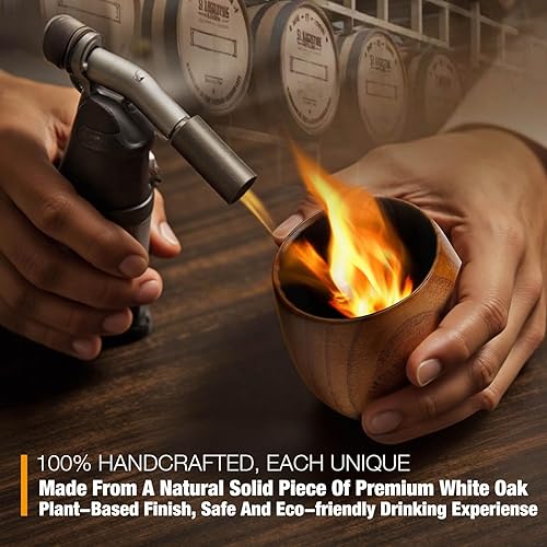 Miniatura 6 de SALUNA Juego de vasos de whisky de madera, vidrio de bourbon de madera carbonizada, vasos de whisky, regalos de bourbon para hombres, papá o hermano