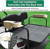 Vista 8 de Reposabrazos de carrito de golf sin perforaciones con soporte para tazas, bolsa de teléfono, soporte para árbol de golf para asiento trasero, marco