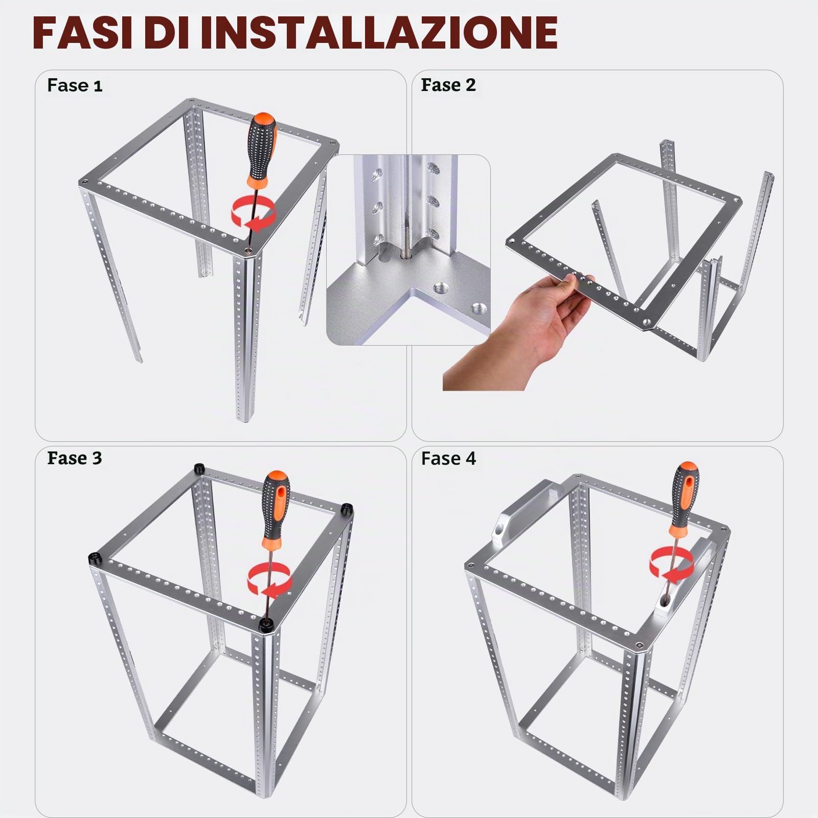 GeeekPi DeskPi RackMate TL1 - Armadio server da 10 pollici 10U (profondità 264 mm) per apparecchiature di rete, server, audio e video, in lega di alluminio, design a telaio aperto