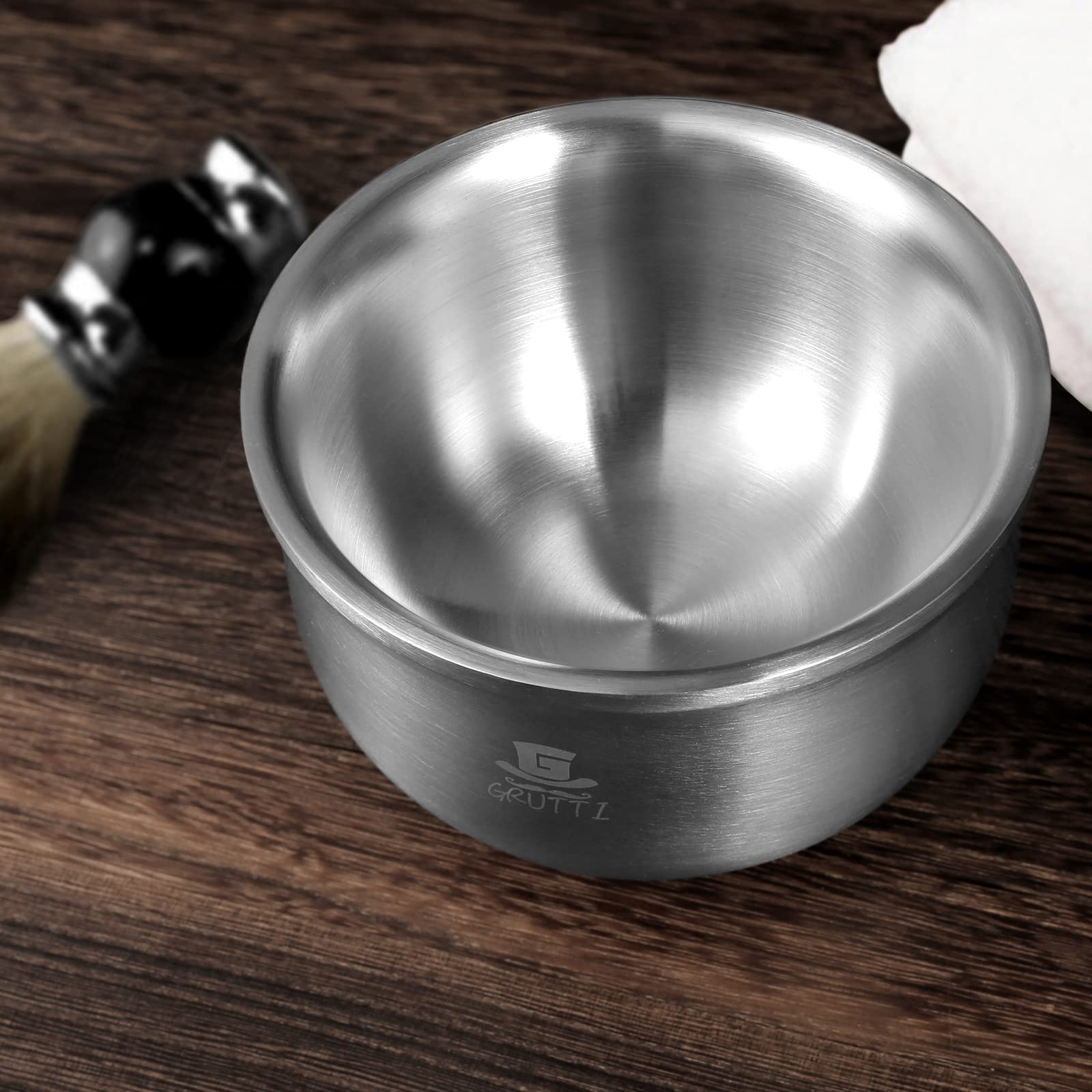 GRUTTI Premium Coppa per Rasatura 12.5cm - 3 Strati di Acciaio Inox - Facile Schiuma & Isolamento Termico