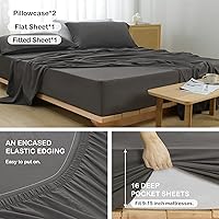 Vista 6 de PANDATEX 55% Bambú 45% algodón lino texturizado juego de sábanas para cama Individual, matrimonial Queen King