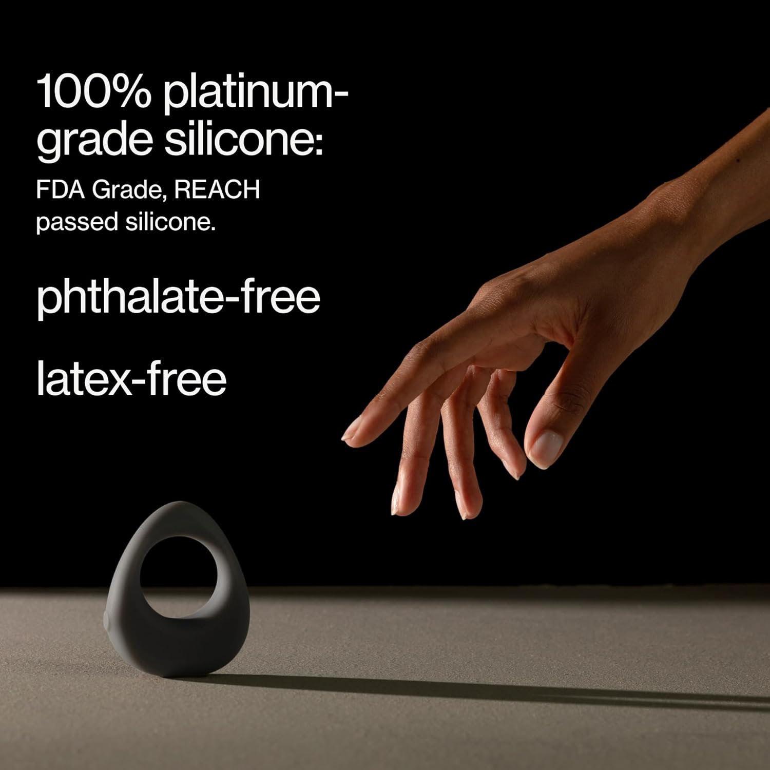 Maude Band - 5-Speed Vibrating Penis Ring - Latex-Free Ring Vibrator with Water-Resistant 100% Platinum-Grade Silicone - Includes USB Charger + Travel Case - Sexual Wellness Couples Gifts (Grey)