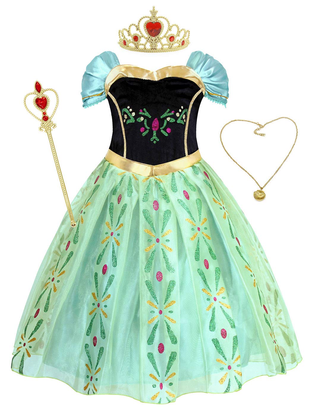 AmzBarley Princess Dress Up Girls Cosplay Costume Halloween Role Play Outfit