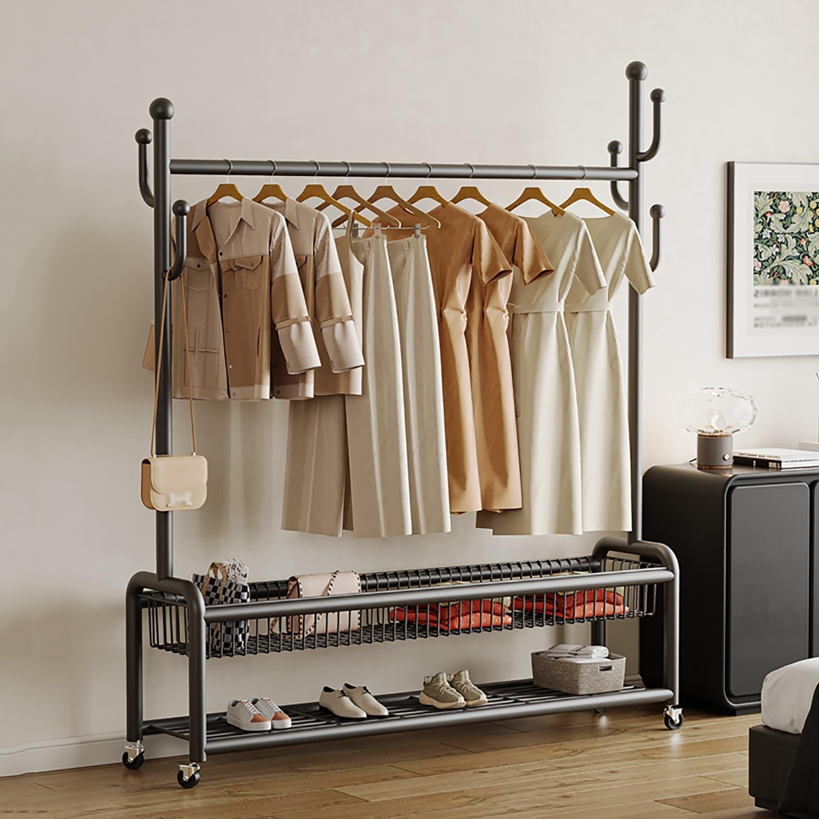 Penderie à roulettes pour chambre et buanderie gain de place