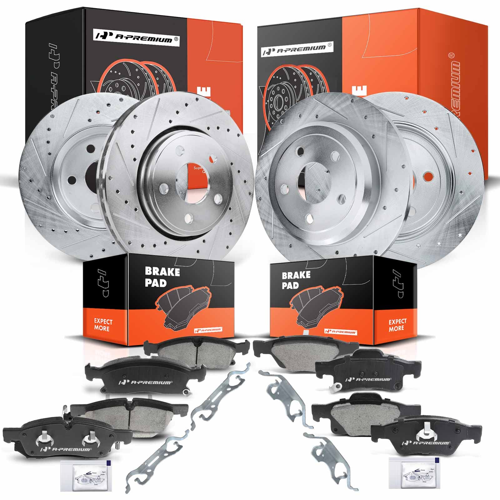 Hart Brakes Komplett-Bremsensatz Vorne & Hinten - Keramik-Beläge & Gebohrte/schlitzte Rotoren Für Dodge Durango, Jeep Grand Cherokee