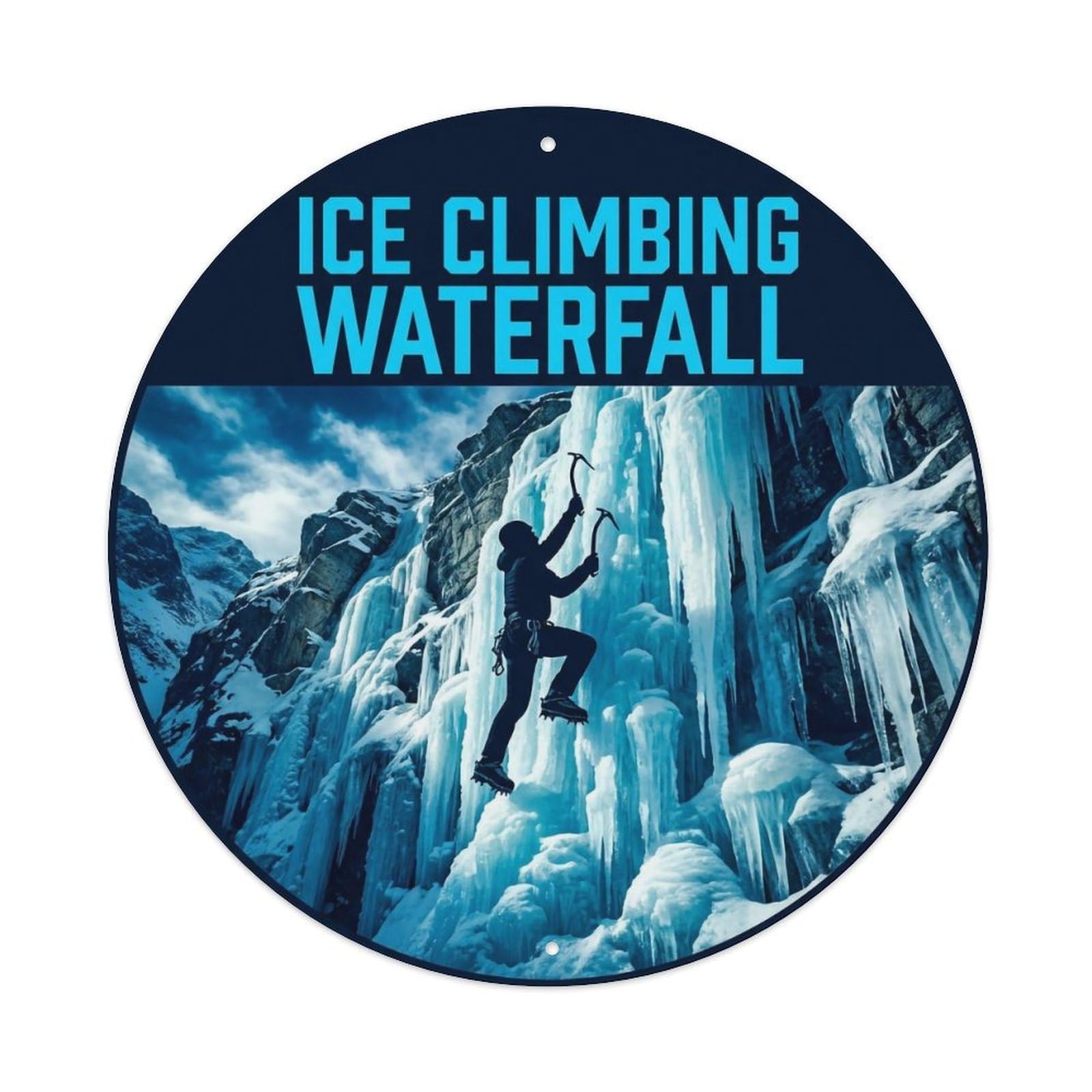 Vintage Ice Climbing Waterfall Extreme Sports Metal Tin Sign