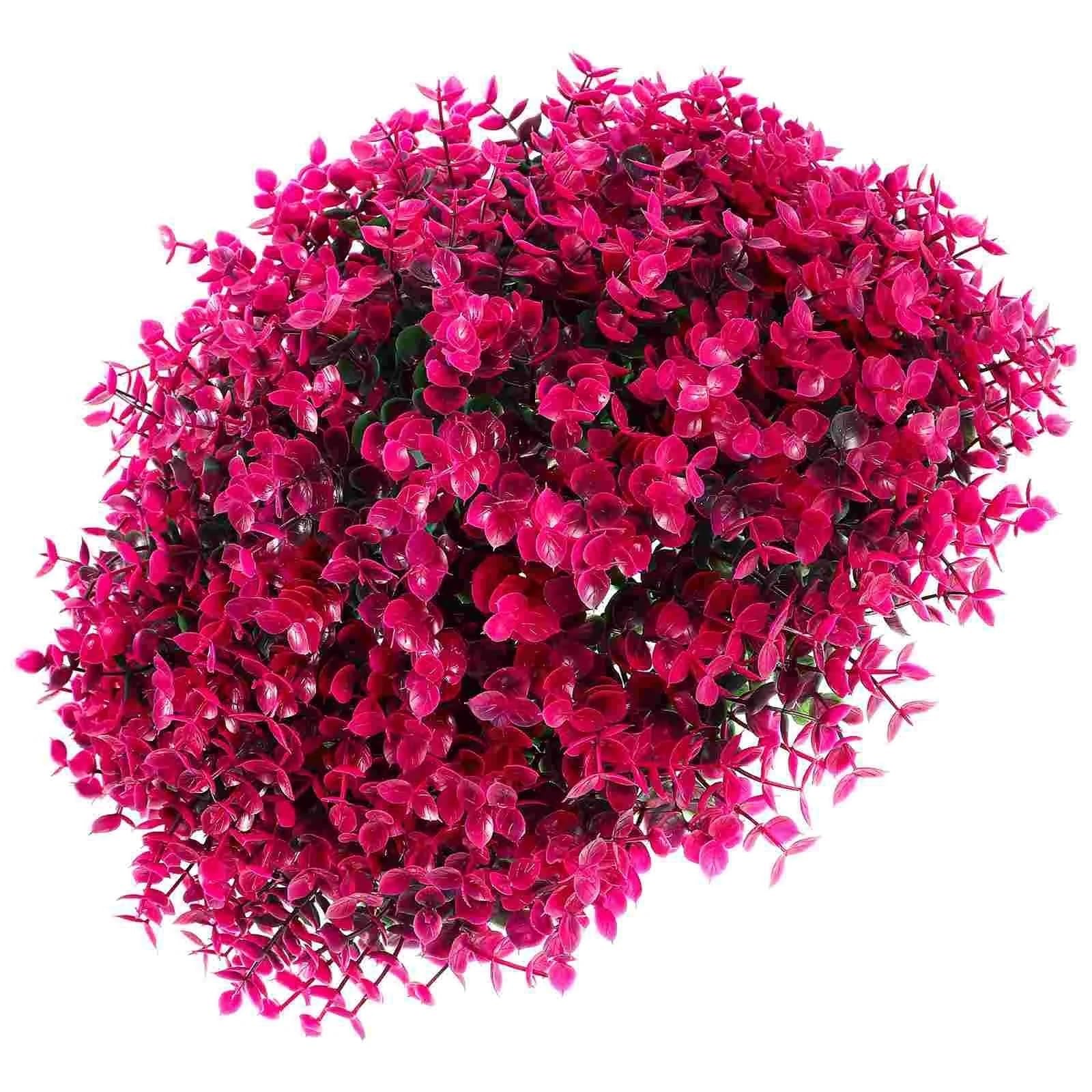 YUPLIODSX Artificial Topiary Balls Grass Ball Artificial Topiary Outdoor Plants Window DIY Ornament Indoor Balls Plastic Simulation(Red)