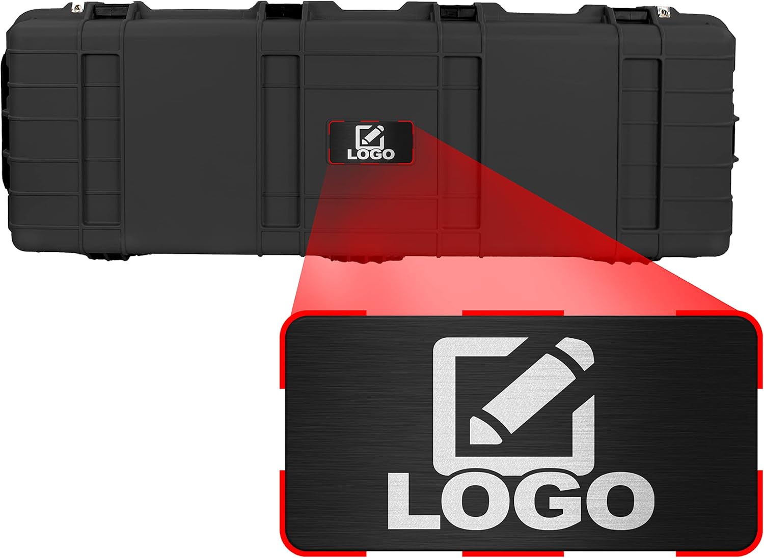Eylar XL 44 Inch Deep Heavy Transport Roller Rifle Hard Case with Custom Logo Engraved Plate and Foam, Waterproof & Crushproof, Three Rifle Capacity, with Lockable Fittings TSA Standards
