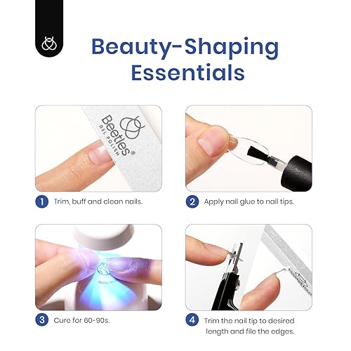 Miniatura 6 de Beetles - Kit de uñas de gel suave tamaño mediano, juego de extensión de uñas fácil 5 en 1, capa base de pegamento de uñas con puntas de uñas