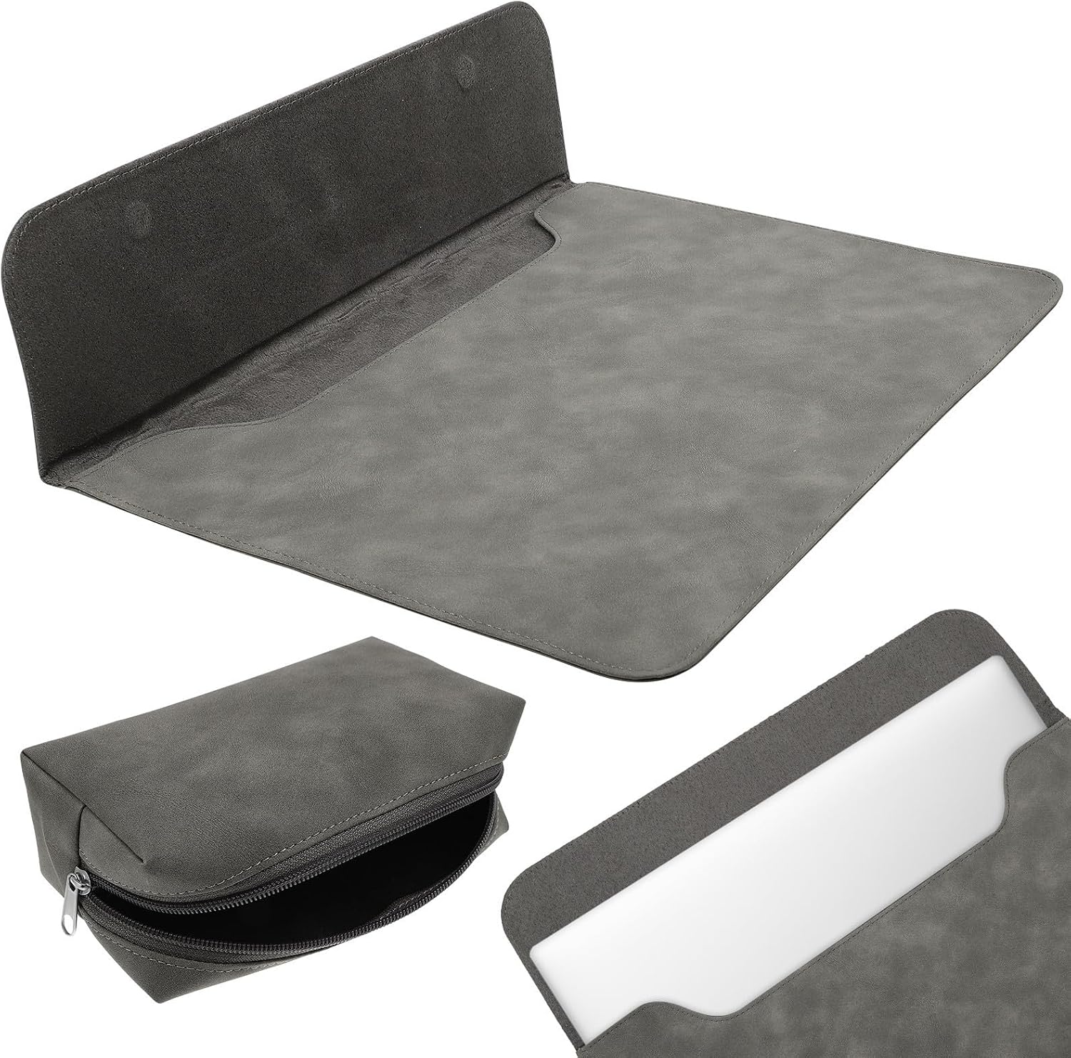 Balacoo Portable Laptop Storage Bag Set with Lightweight Imitation Fur Material and Stylish Design, Travel Laptop Carrier with Charger Storage, for Daily Commuting and Business Trips