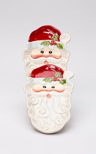 Miniatura 5 de COSMOS GIFTS Juego de 2 platos de cerámica fina para Navidad, Navidad, Navidad, postre, caramelos, juego de 2 (2 piezas), 8-34 pulgadas de largo