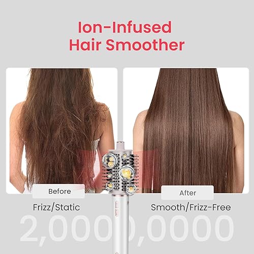 Miniatura 5 de Volumizador de cepillo secador de pelo, secador de pelo iónico de alta velocidad de 110,000 RPM para secado rápido, rizado, voluminización y