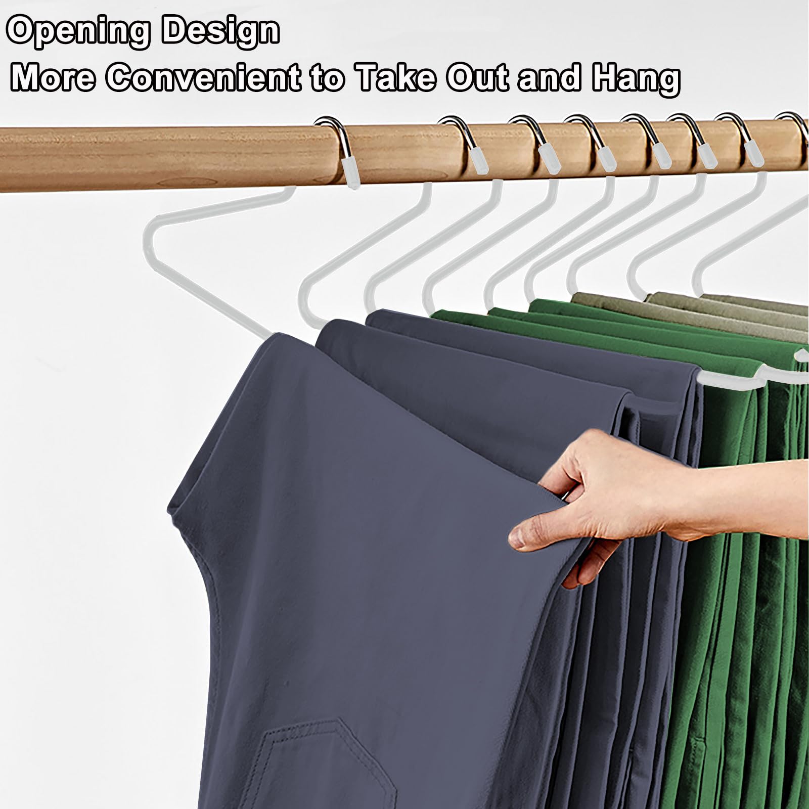 Devesanter, confezione da 20 grucce per pantaloni, grucce in metallo, aperte, salvaspazio, appendiabiti multifunzionali per pantaloni, jeans, asciugamani, sciarpe (bianco)