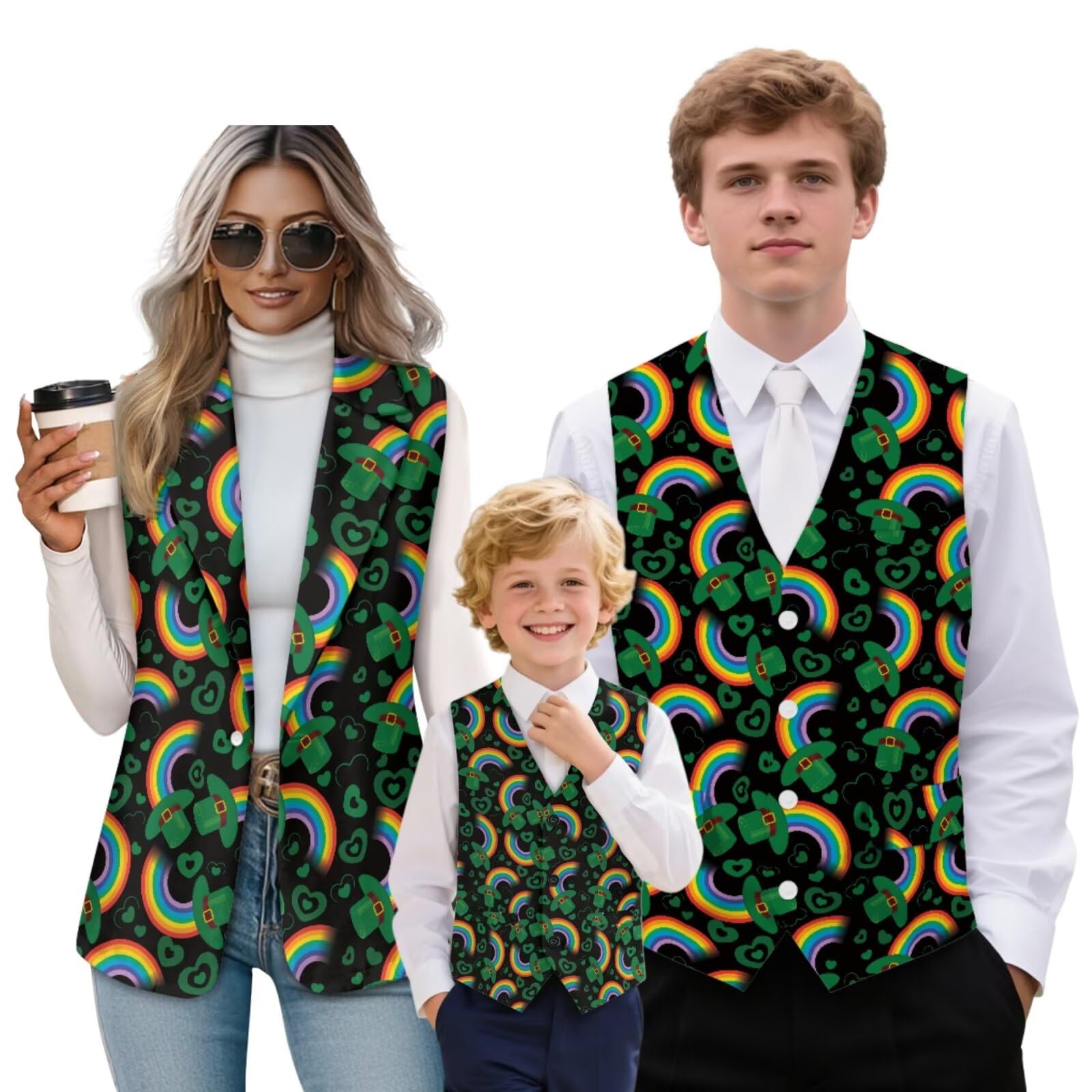 Family Outfits Matching Sets Button Down Suit Jacket Sleeveless Formal Mathing Vest