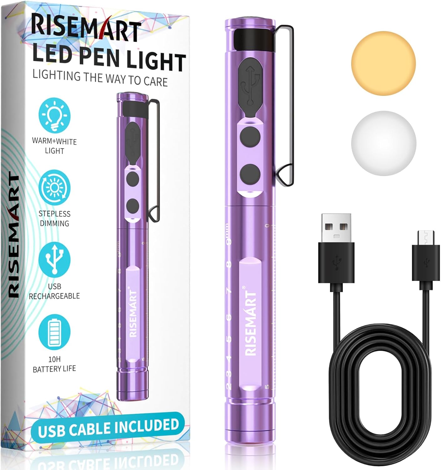 RISEMART Pen Light for Nurse, Rechargeable LED Medical