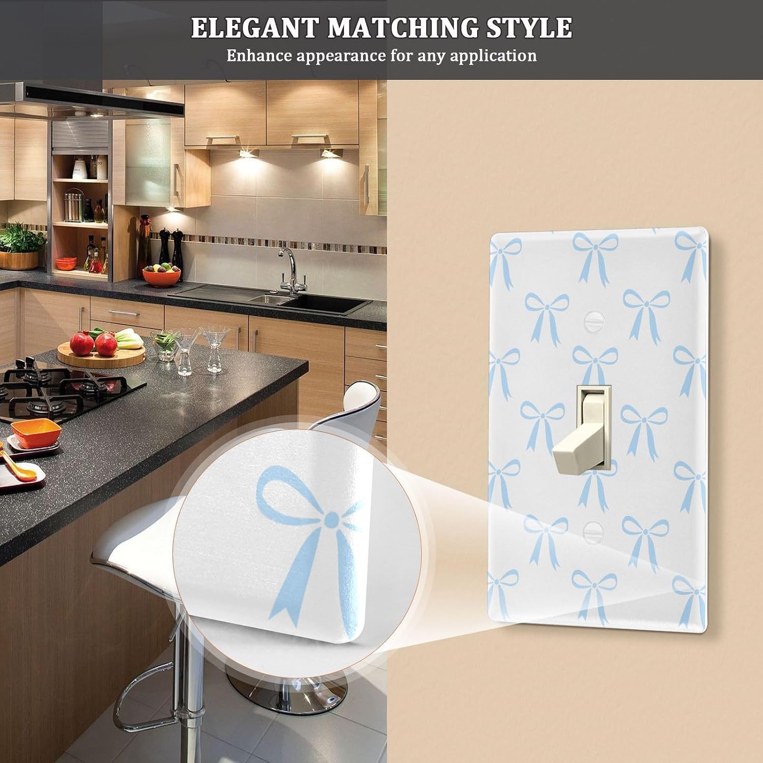 Blue Bow White Light Switch Cover Decorative Receptacle Outlet Wall Plate Guard Plastic Outlet Covers for Home Decor Room Bedroom Bathroom Toggle Switch image 5