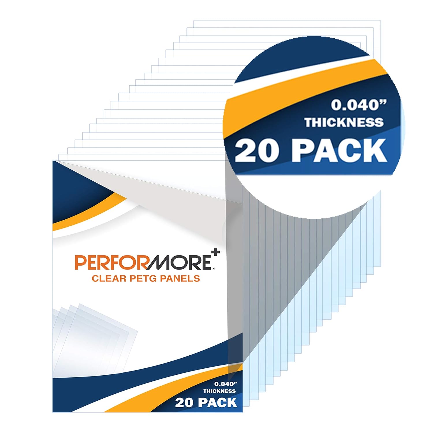 Performore 20 Pack of 5x7 Inch PETG Plastic Sheets, 0.04" Thick, Clear, Perfect for Crafting, Picture Frames, and More