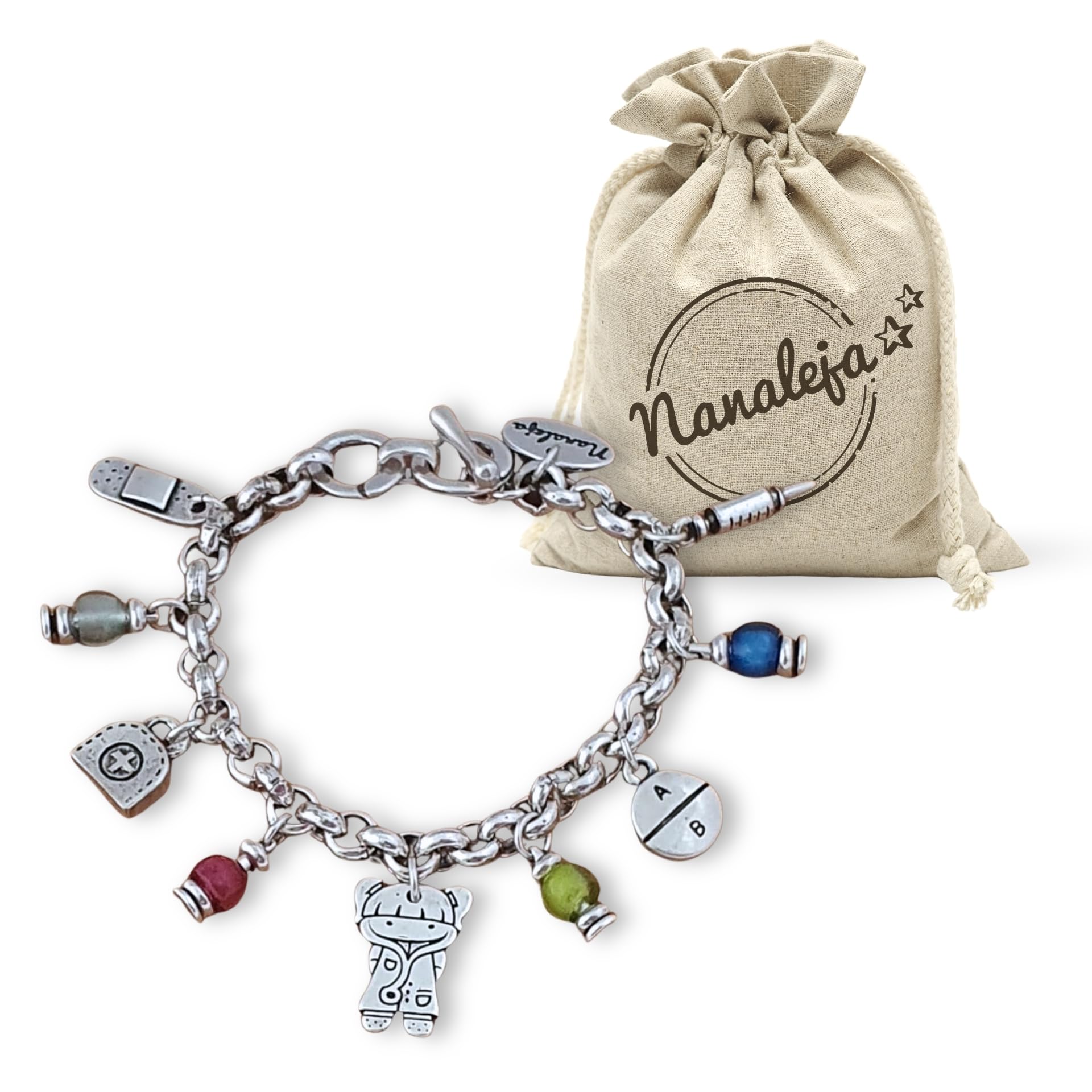 Pulsera enfermera con resinas de colores regalo enfermera - con baño de plata - pulsera personalizada - regalo para doctora