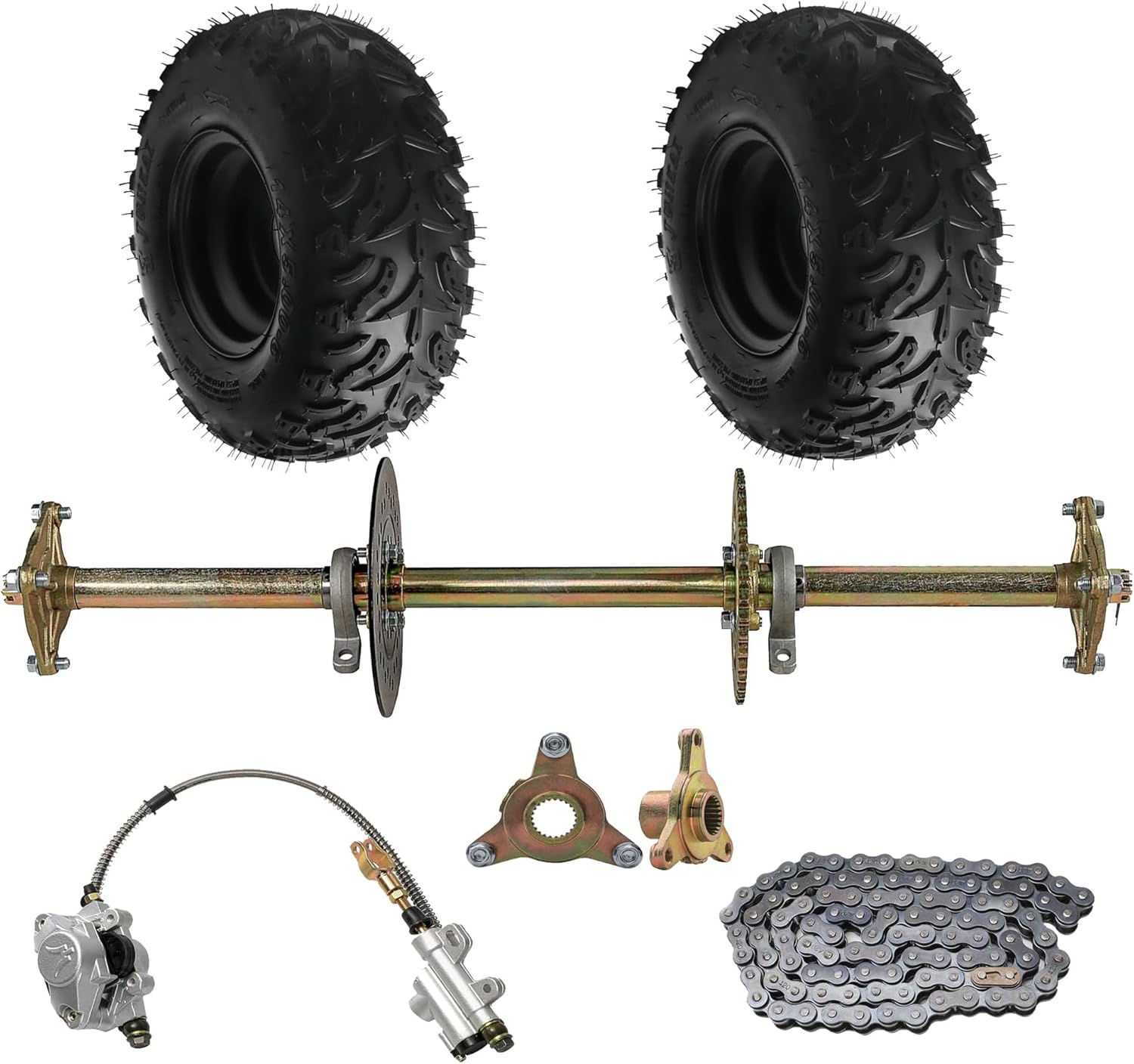 14x5.00-6 Tire Wheel Assembly with Rear Axle Hub, 6" 3-Lug, 2-Ply Tubeless for ATV, Go-Kart, Mini Bike, Buggy – Set of 2 with 23T Hubs (Ready to Install)