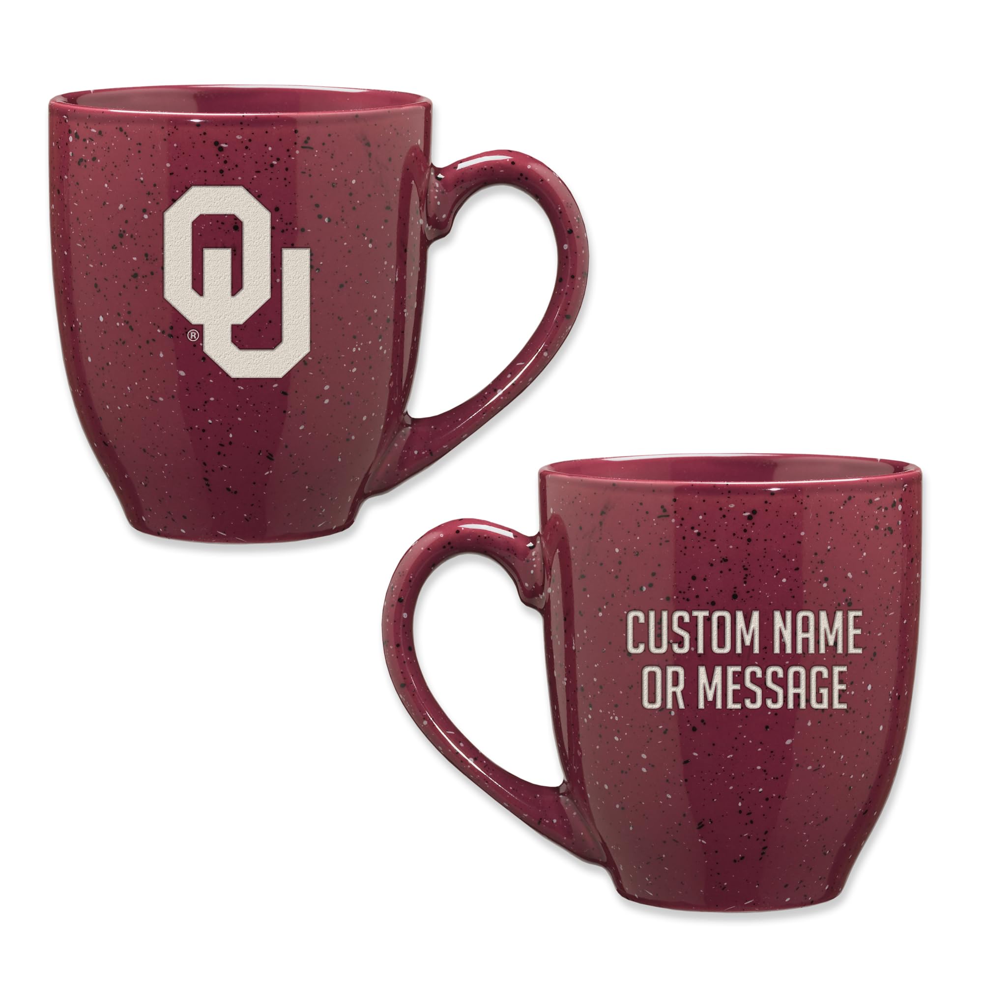 Rico Industries NCAA Oklahoma Sooners Maroon Personalized 16 oz Team Color Laser Engraved Speckled Ceramic Coffee Mug