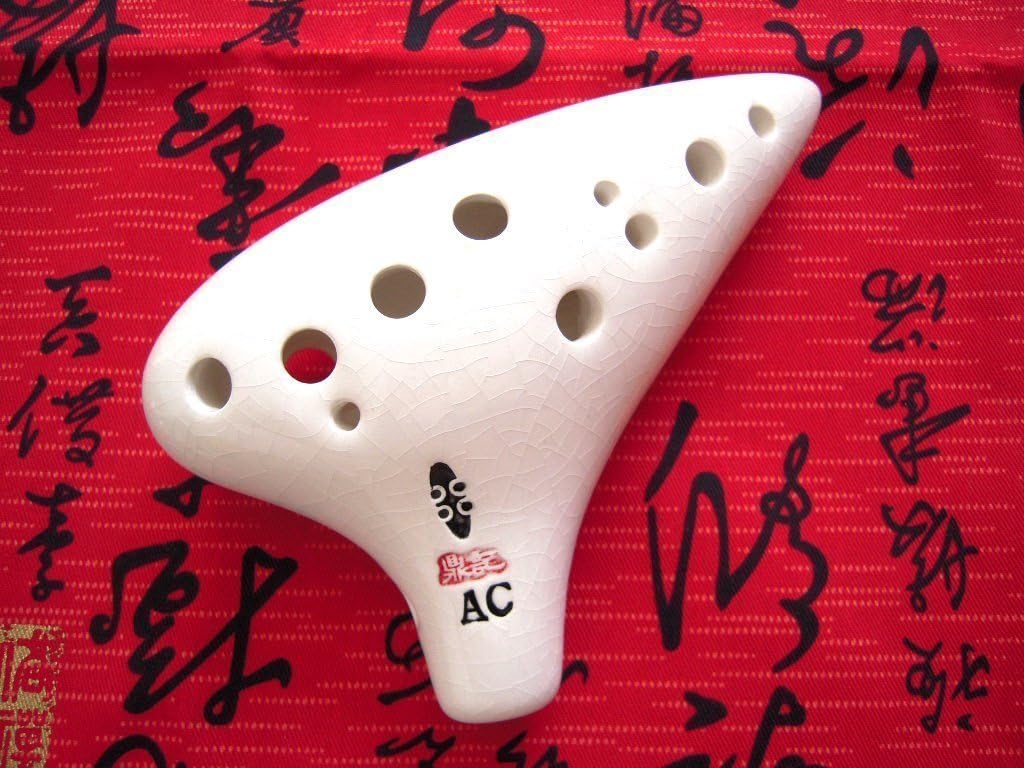 Professional Alto C 12 Holes Transparent Naturally Formed Crackles Ceramic Ocarina - Special Edition for Concert Performance - Great Gift. Linn's Arts! (Transparent Crackle)