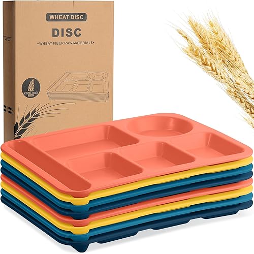 Miniatura 8 de Pinkunn Juego de 8 platos divididos de paja de trigo grandes de 14 pulgadas, platos divididos irrompibles, para microondas, lavavajillas, bandeja de