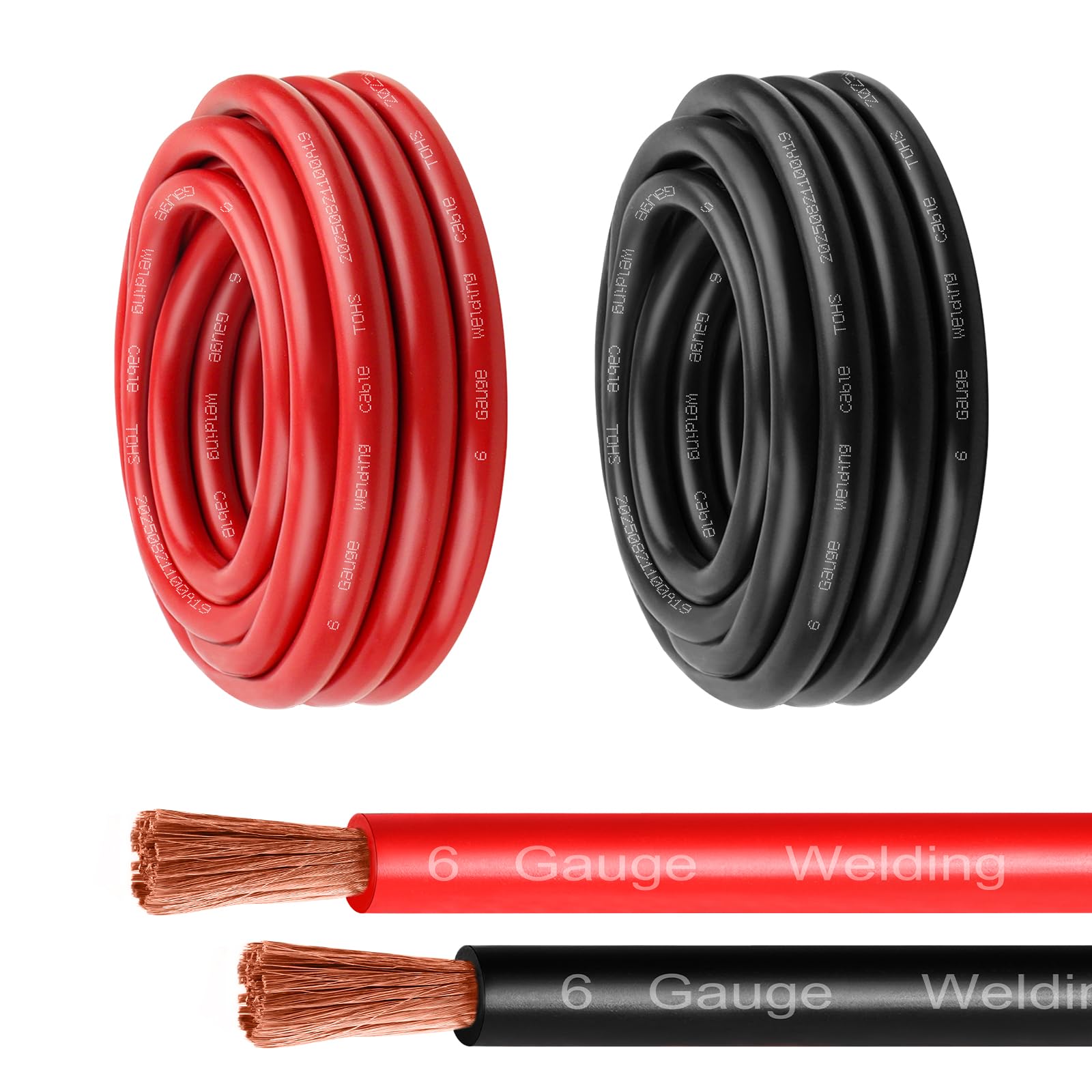 MOOKEERF Câble de batterie de calibre 6 – 4,6 m rouge + 4,6 m noir 6 AWG – Câble de soudure flexible sans oxygène pour automobile, batterie, onduleur, solaire, marine et générateur