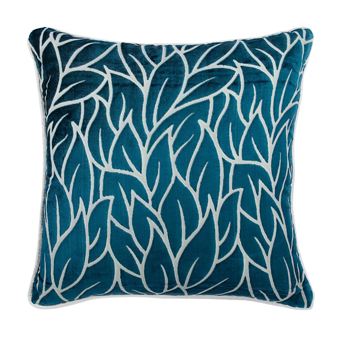 The HomeCentric Decorative Leaf Cushion Cover, 30 x 30 cm Burnout Velvet Cushioncase, Square Teal Blue Throw Cushions Cover, Nature & Floral Modern Couch Cushion Case - Teal Blue Spruce — image 1