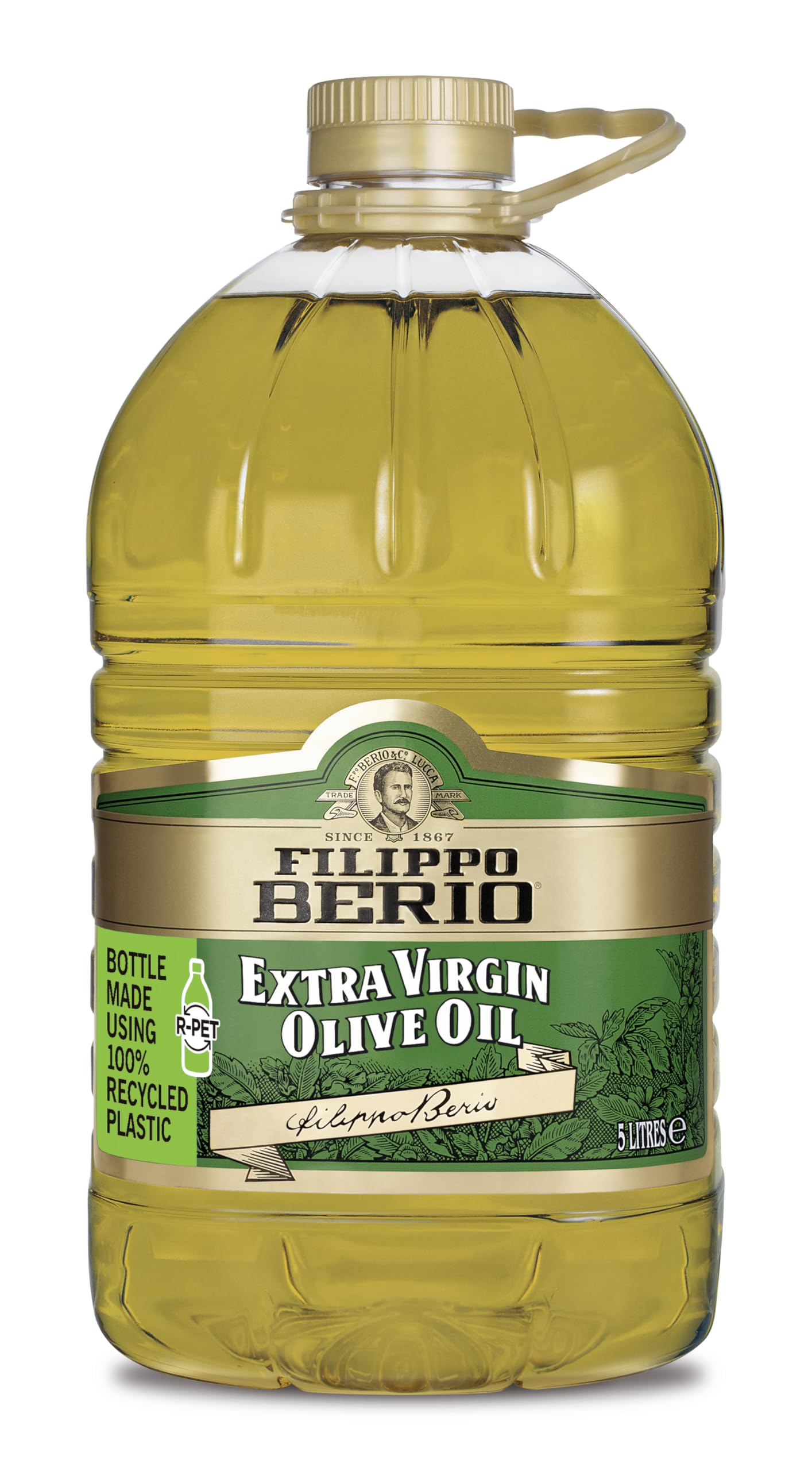 Filippo Berio Extra Virgin Olive Oil, Olive Oil 5 Litre Large Bottle, 5l