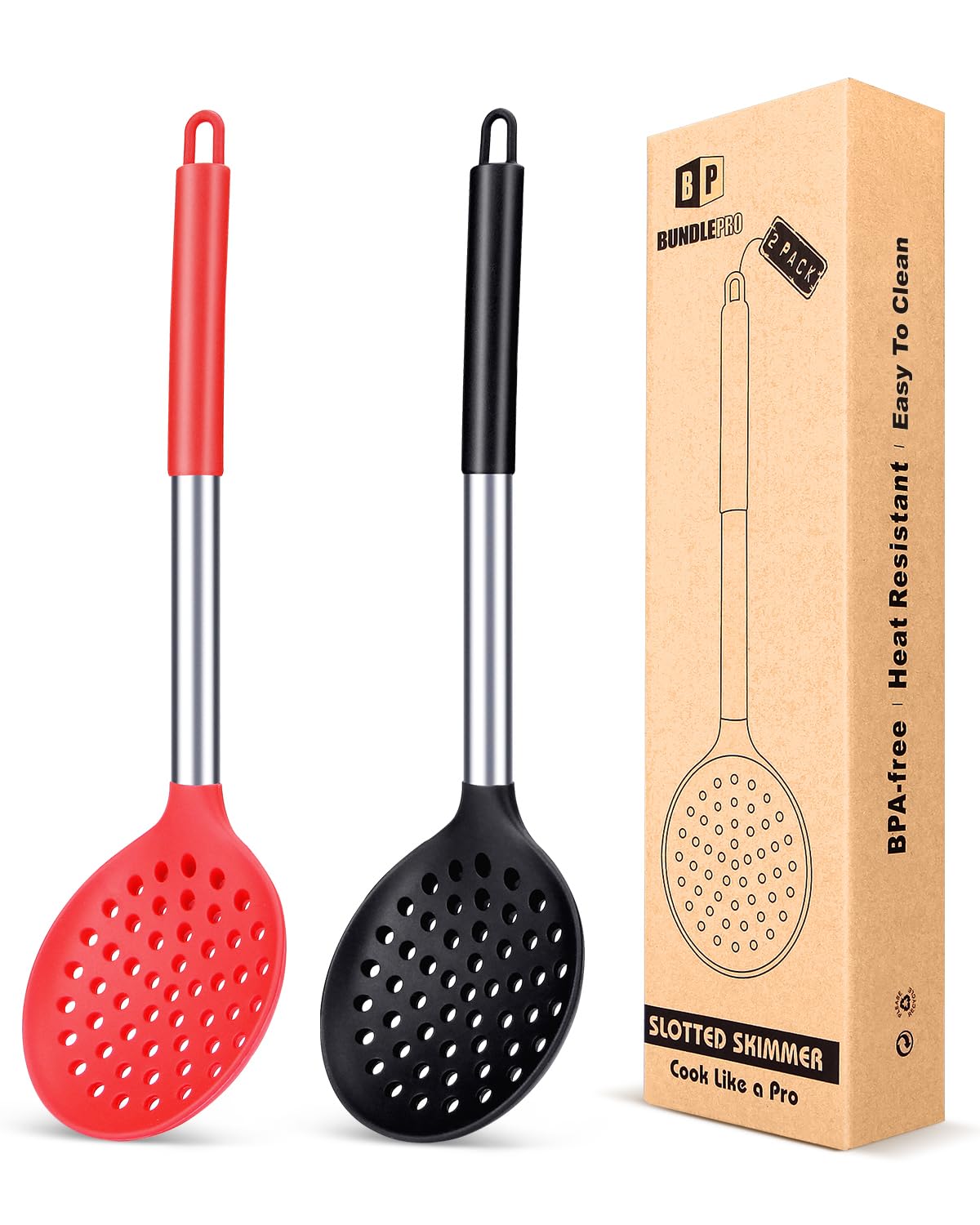 Warmhm - Lot De 3 Cuillères à Fentes En Inox, Ergonomiques Et Faciles à Nettoyer, Pour Salade, Desserts, Apéritifs - 8