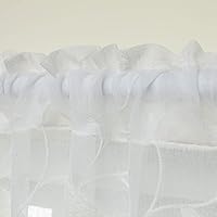 Vista 2 de VOGOL - Cortinas de cenefa bordadas para sala de estar, cenefas de granja para ventana de cocina, cortinas de cenefa blancas para ventanas pequeñas