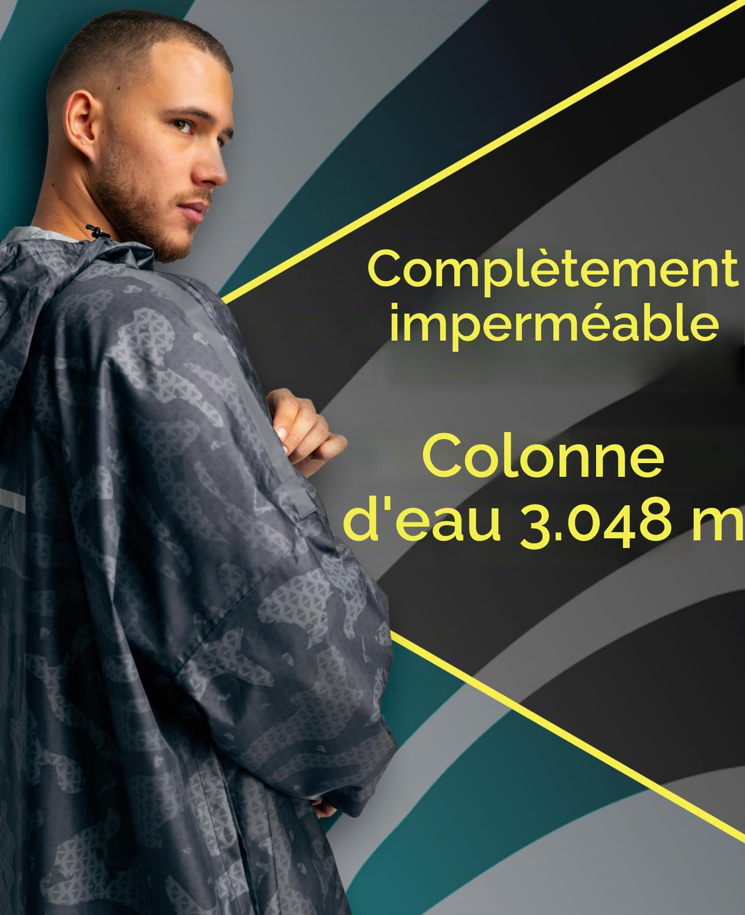 Jubi® Poncho de pluie homme, imperméable, polyester recyclé