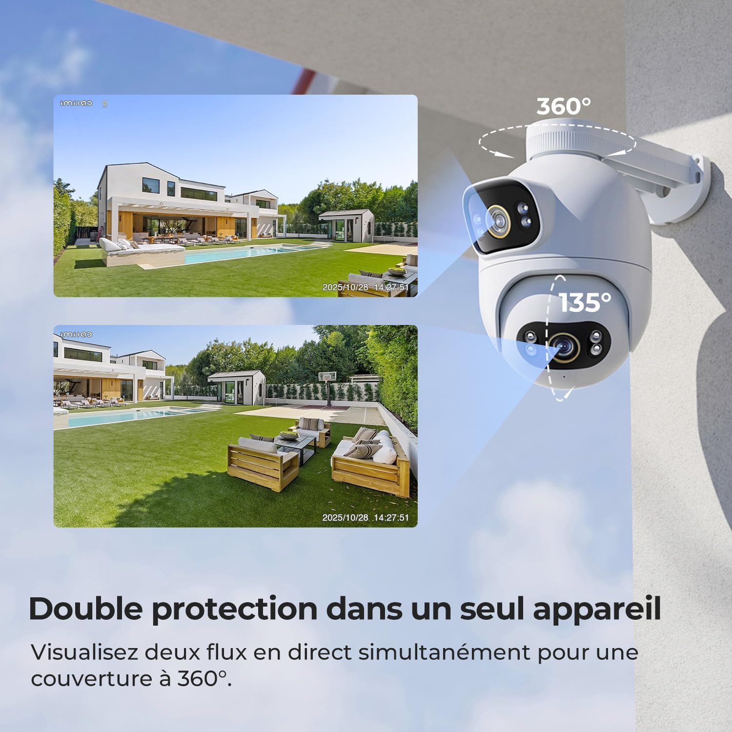IMILAB SC730-D camera showing two simultaneous live views
