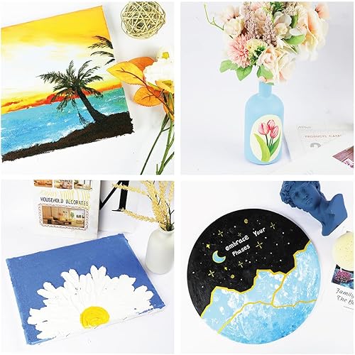 Miniatura 5 de Juego de pintura acrílica de 24 colores para manualidades en tubos con 10 pinceles de arte, pigmento rico para artistas, principiantes, niños,