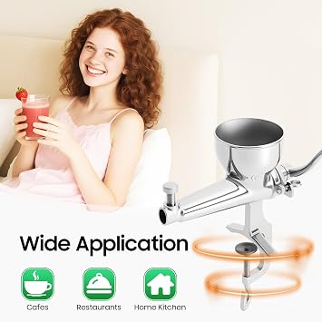 Stainless Steel Manual Wheatgrass Juicer, Hand Crank Fruit Vegetable Orange Juice Press Extractor Table Clip-on Type